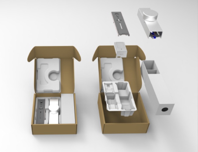 Packaging Somfy conception du Coffret Door Keeper rendu 3D