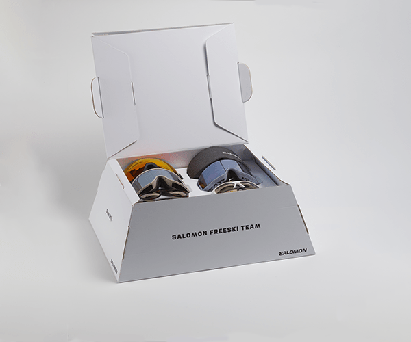 Packaging Salomon vue ouverture du dessus en perspective du Coffret carton Athlète BOX