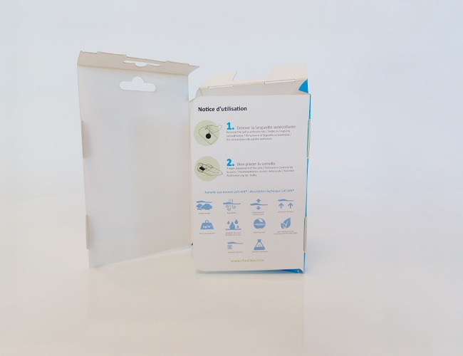 RHEELAXX Packaging pour semelle pack vue arrière ouverture